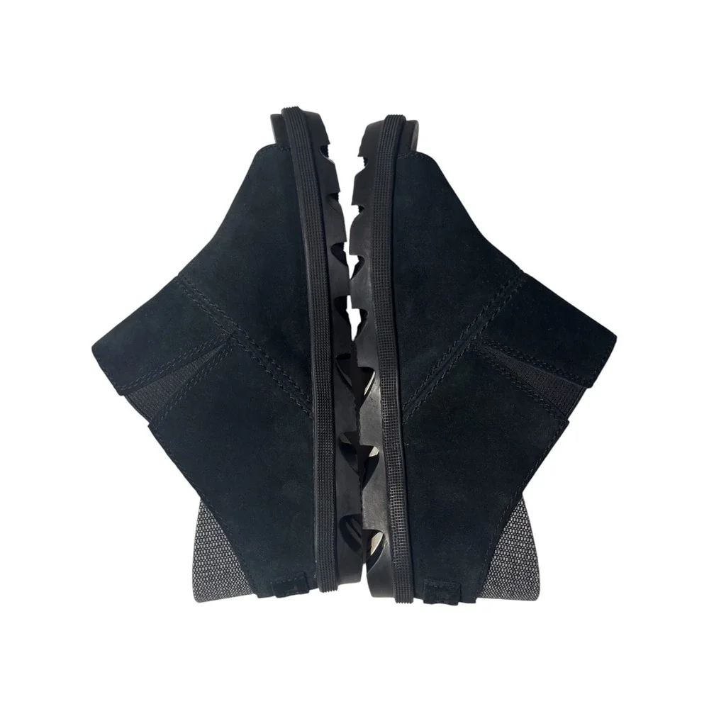 Sorel Black Joanie Slide Wedge Sandal 7.5 Womens Suede Excellent‎ Condition